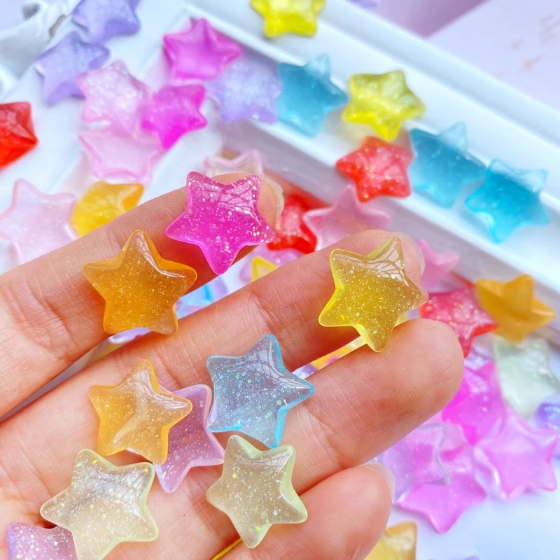 mini ballerina figurines 30Pcs Cute Mixed Mini Transparent Little Stars FlatBack Resin Cabochons Scrapbooking DIY Jewelry Craft Decoration Accessories H7 miniature bird figurines