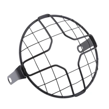 

Motorcycle 7inch 175mm Headlight Mesh Grill Side Mount Universal Head Lamp Cover Mask for Cafe Racer (Black)