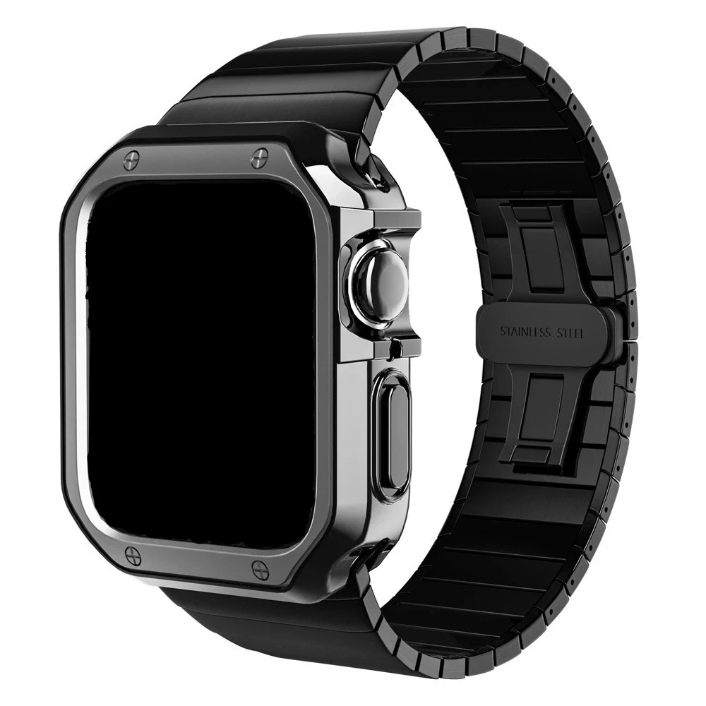 Ремешок из нержавеющей стали и ТПУ для Apple Watch 7 45 мм 41 Band Series 6 SE 5 4 44 40 чехол iWatch 3 42 38