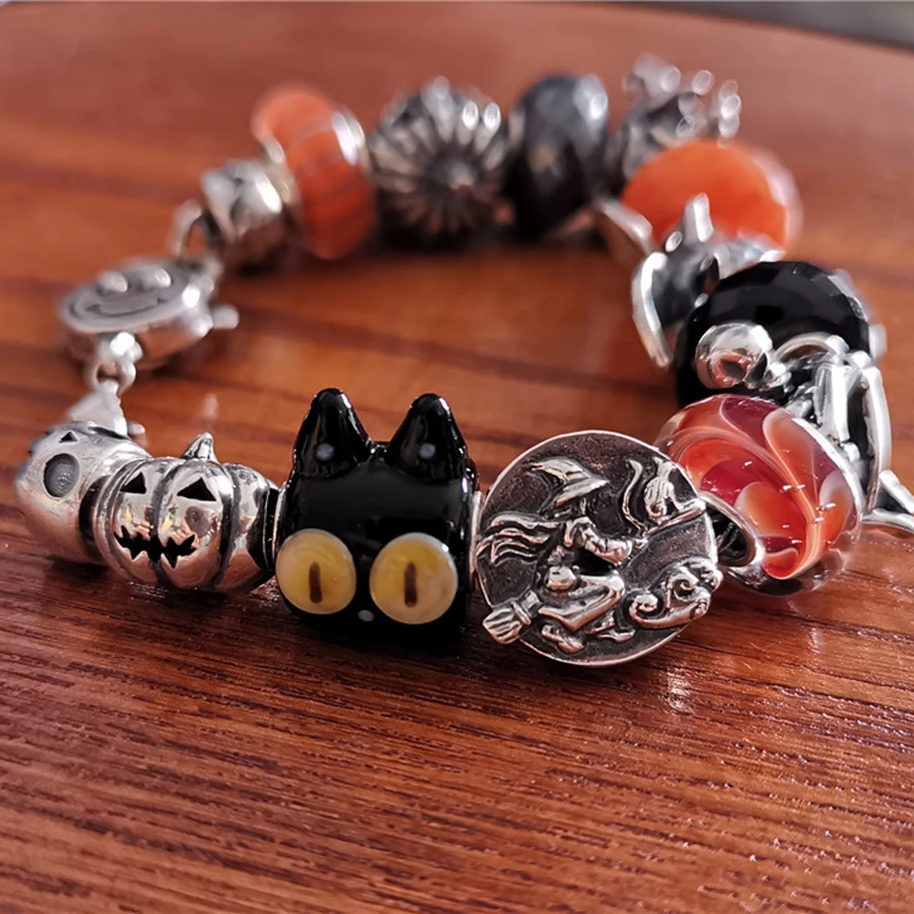 Broom Witch Charms Beads Silver 925 Original Beads Fit Original Brand Bracelet Jewelry Small Hole Bead for Jewelry Making Beads