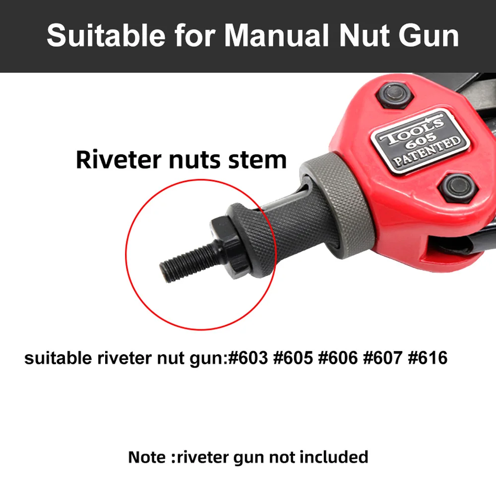 HIFESON M3-M12 6-32 8-32 10-24 1/4-20 5/16-18 3/8-16 1/2-13 Riveter Gun Part Threaded Mandrel for Hand Nut Rivet Guns Tool 3
