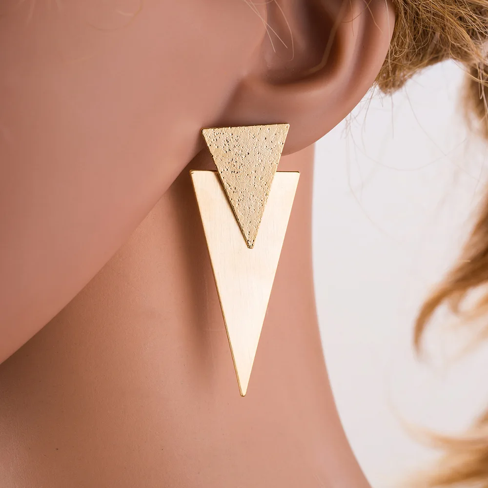 Большое золото; серебро; сережки для женщин геометрический треугольный металлический Падение Свободные модные серьги простые именные серьги