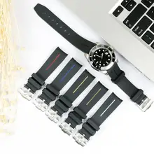

20mm21mm Silicone Rubber Watch Band Men's Pin Buckle Watch Accessories For Rolex GMT Sports Waterproof Wristband Watch Strap