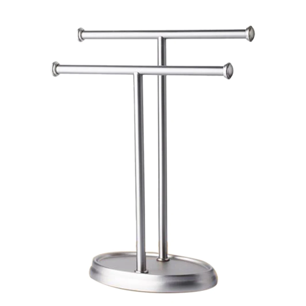 

Bathroom Space Saving Easy Clean Household Stainless Steel Towel Stand Double Layer Durable Stable Storage Rack Floor Standing