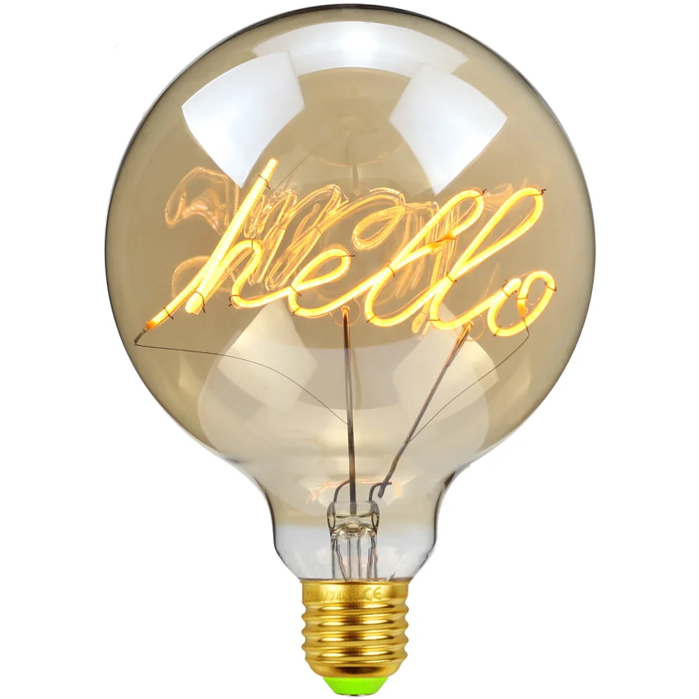 에디슨 Led 필라멘트 Led 전구 E27 빈티지 스타일 곡선 편지 홈 사랑 헬로 테이블 램프 장식 밤 램프, 거실 장식 램프