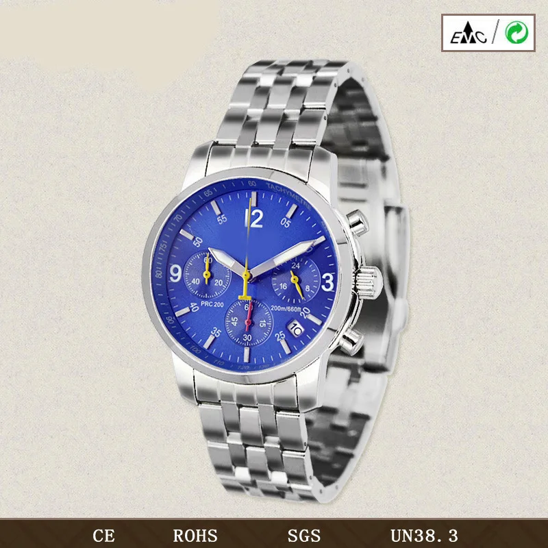 

Customized Top Grade Six-pin Single Calendar Multi-functional Blue Surface MEN'S Quartz Watch Cycle Fast
