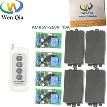 

Long range rf Switch Remote Control AC 85~220V 1CH 2200W 4 gangs Relay Receiver and Transmitter for door and Home appliance
