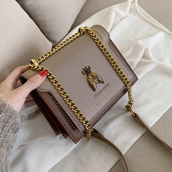 

Louis Brand Women Shoulder Bag Luxury 2019 New Designer Small Crossbody Bags Solid Color Purse and Handbags Metal Bee Decoration