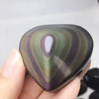 Natural Rainbow Obsidian Cat Eyes Quartz Crystal Heart Stones Healing Quartz Crystals And Minerals Specimen Decor Gift 1