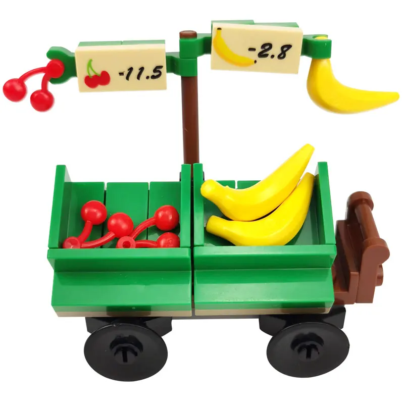 

City Blocks Street View MOC Bricks Fruit Seller Set Building Blocks Toys for Children Assemble Block City DIY Parts Gifts