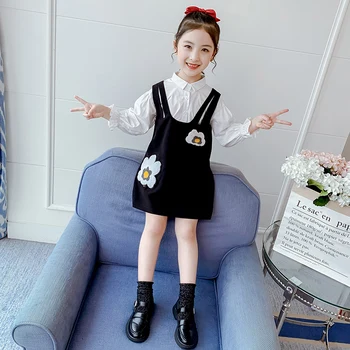

2020 Autumn kids girl's clothes outfit set shirt + strap skirt suit for toddler children girl clothing fashion school sets