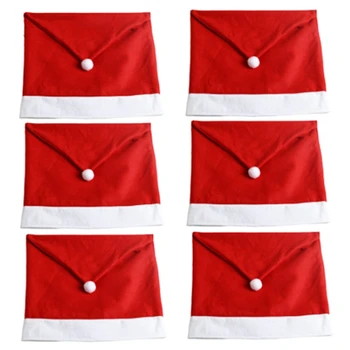 

6 Pcs/Set Christmas Santa Claus Hat Chair Covers Home Party Dining Table Decoration Christmas Gifts