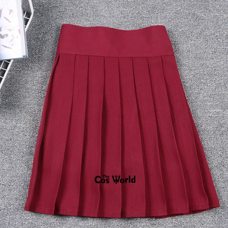 S-XXL, 17 однотонных цветов, летние штаны с высокой талией для девочек, плиссированные юбки женские платья для школьной формы JK, одежда для студентов - Цвет: Red