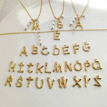 

Gold Color A-Z Alphabet Letter Pendant Necklace For Women Pearl Charm Metal Alloy Chain Choker Necklace Fashion Jewelry Gift New