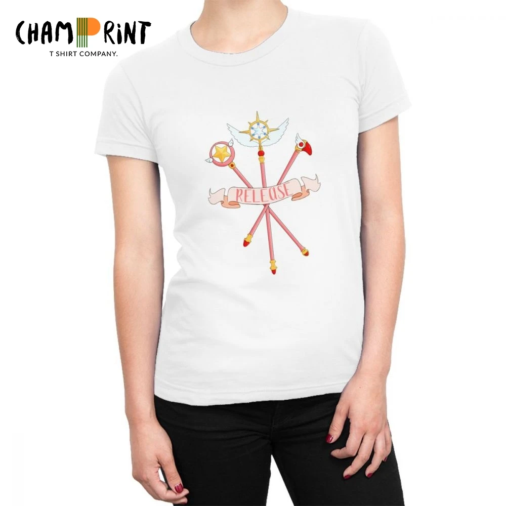 

CCS Card Captor T-shirts Women's Japanese Anime Kinomoto Sakura T Shirts Vogue Tops Tees Streetwear Female Clothes Printed