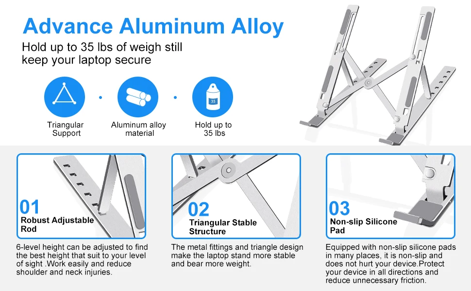 Adjustable portable laptop stand for Macbook Foldable laptop desk holder