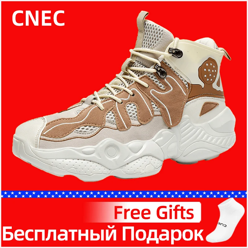 

2020 CNEC Genuine New Sneakers Shoes for Men Casual Sports Fashion Black High Top Trend Running Trainers Breathable Basket Homme