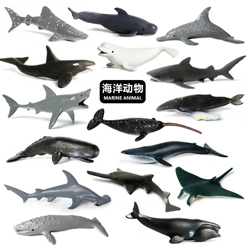 

Oceans World Marine Fishes Miniature Sea Animal Model Humpback Whale Hammerhead Shark Dolphin Mini Figurine Action Figure Toys