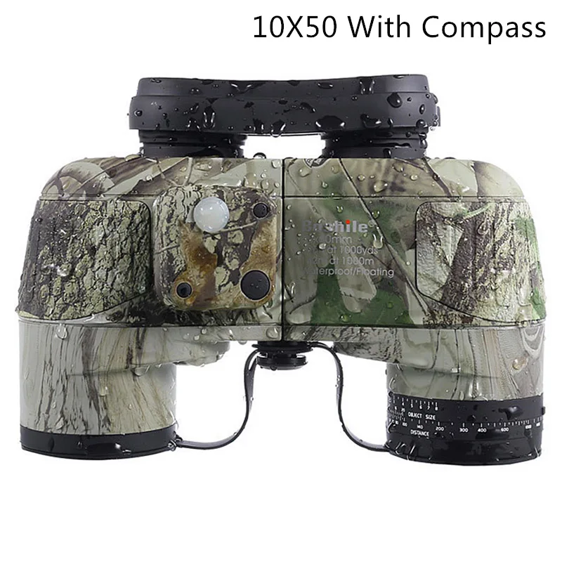 

Boshile 10X50 binoculars professional Military Marine waterproof Telescope HD BAK4 Rangefinder Distance hunting Navigation color