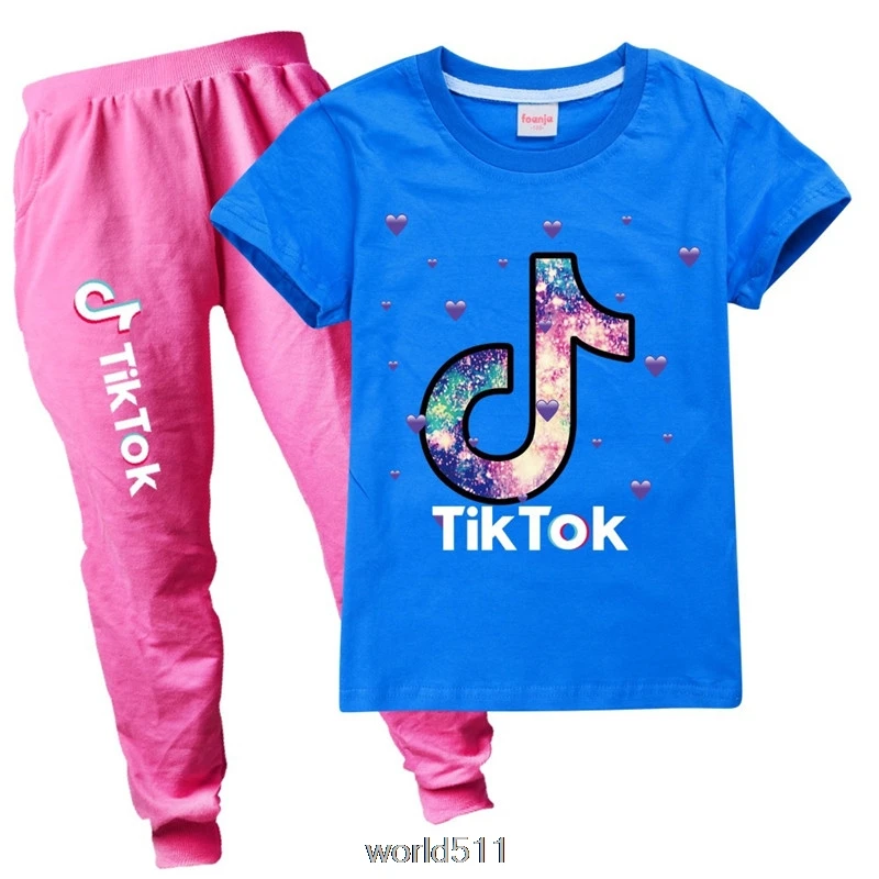 Tik Tok Fashion New Summer Girls Boys Clothes Cotton Casual Short