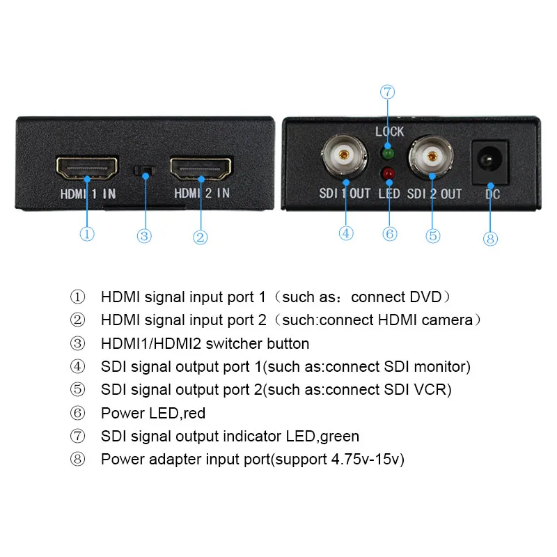 HDMI к SDI конвертер адаптер 3g дисплей 1080P видео сигнала расширитель HDTV сплиттер EU Plug