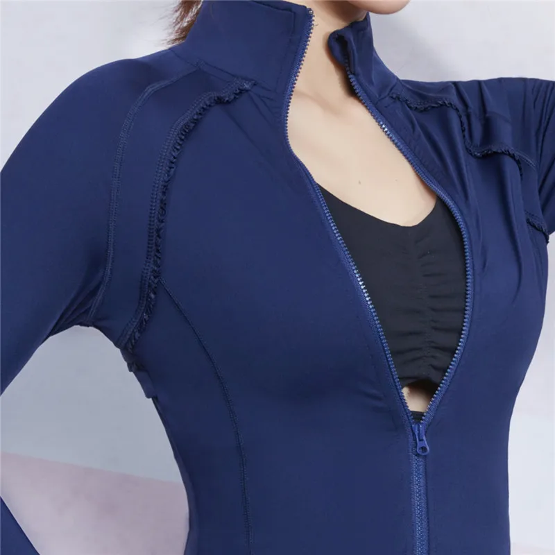 Vansydical Women's Slim Zipper Sports Gym Running Yoga Jackets Fitness Training Sportswear Tops Outdoor Workout Clothing