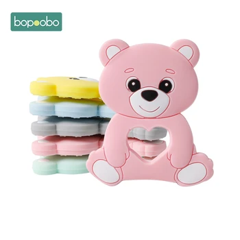 

Bopoobo 1PC Baby Teether Silicone Baby Teether Necklace Bpa Free Food Grade Silicone Bear Cartoon Bead Stroller Baby Teether