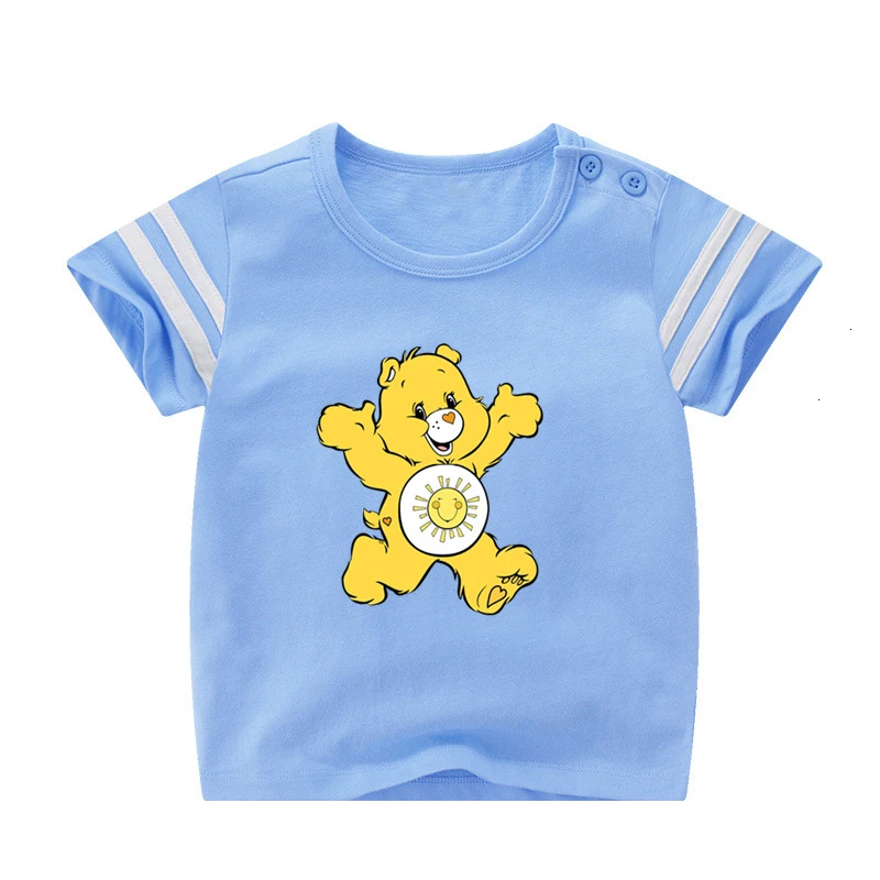 Для мальчиков или девочек, Care Bears с персонажами из мультфильмов, детская спортивная футболка из натуральной детская футболка для маленьких мальчиков летние топы с рисунком из аниме cartoonTees - Цвет: as picture