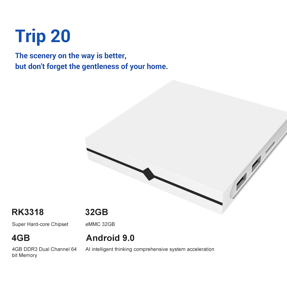 Trip20 Android Smart tv Box Android 9,0 телеприставка RK3318 4 Гб+ 32 ГБ UHD 4K медиаплеер VP9 BT 4,0 2,4G WIFI мультимедийный проигрыватель