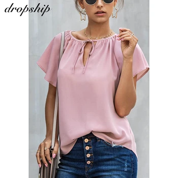 

Dropship Pink Tees For Women Summer T Shirt Short Sleeve Tshirts Women Solid T Shirt Women V Neck Shirts Women Fashion Clothing