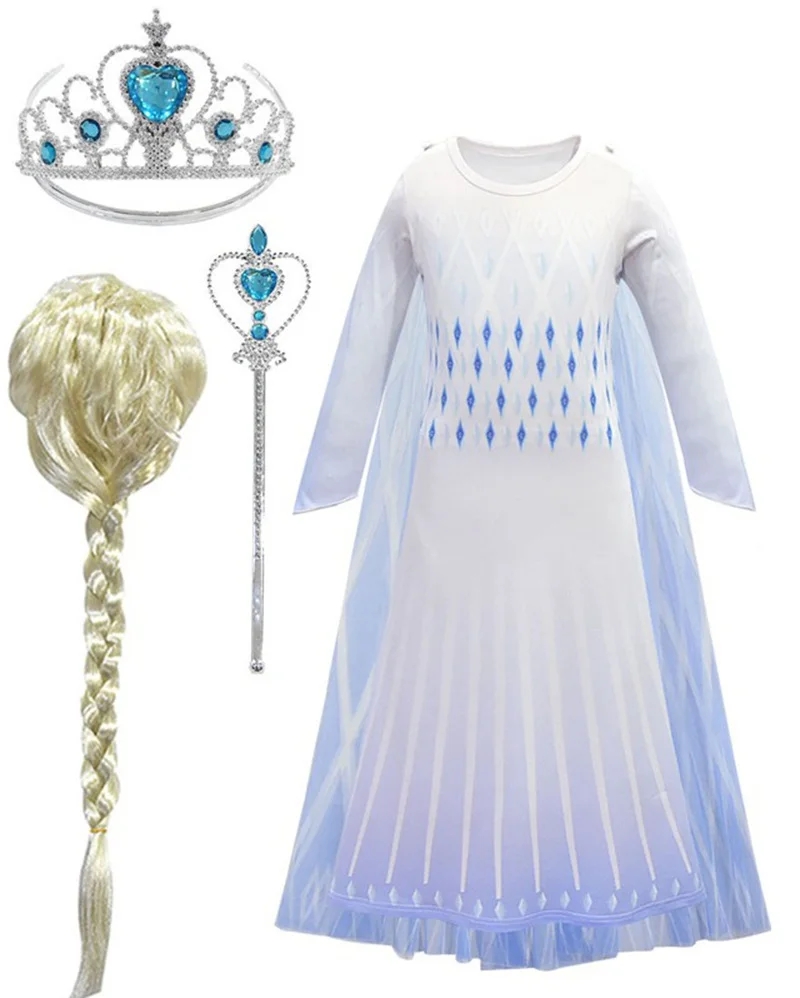 Нарядное платье принцессы Эльзы для маленьких девочек от 4 до 10 лет, одежда для девочек маскарадный костюм Рождественская вечеринка на Хэллоуин с короной