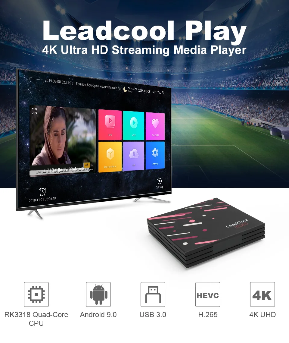 Leadcool Play арабский IPTV Франция Нидерланды QHDTV 1 год IPTV подписка коробка Android 9,0 двухдиапазонный wifi IPTV французский голландский