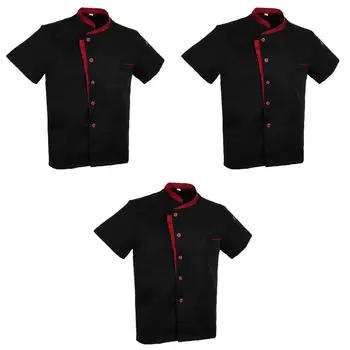 

3 Pieces Short Sleeve Worker Jacket Baker Jacket Chef Jacket Kitchen Uniform Catering Workwear M / L / XL Polyester Spandex