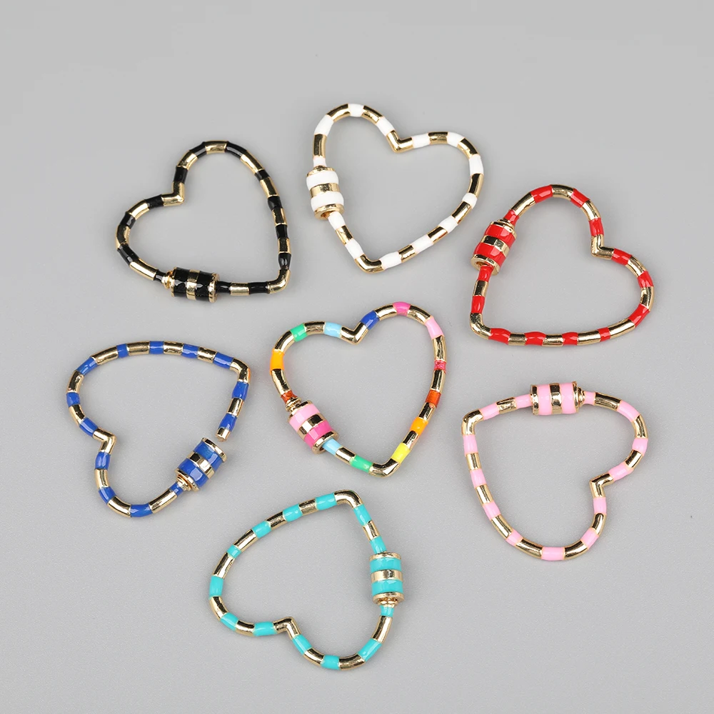 

5pcs/Lot 29mm Colorful Enamel Heart Shape Screw Clasps,Enamel Lock Clasps,Carabiner Connector Clasps For DIY Jewelry Accessories
