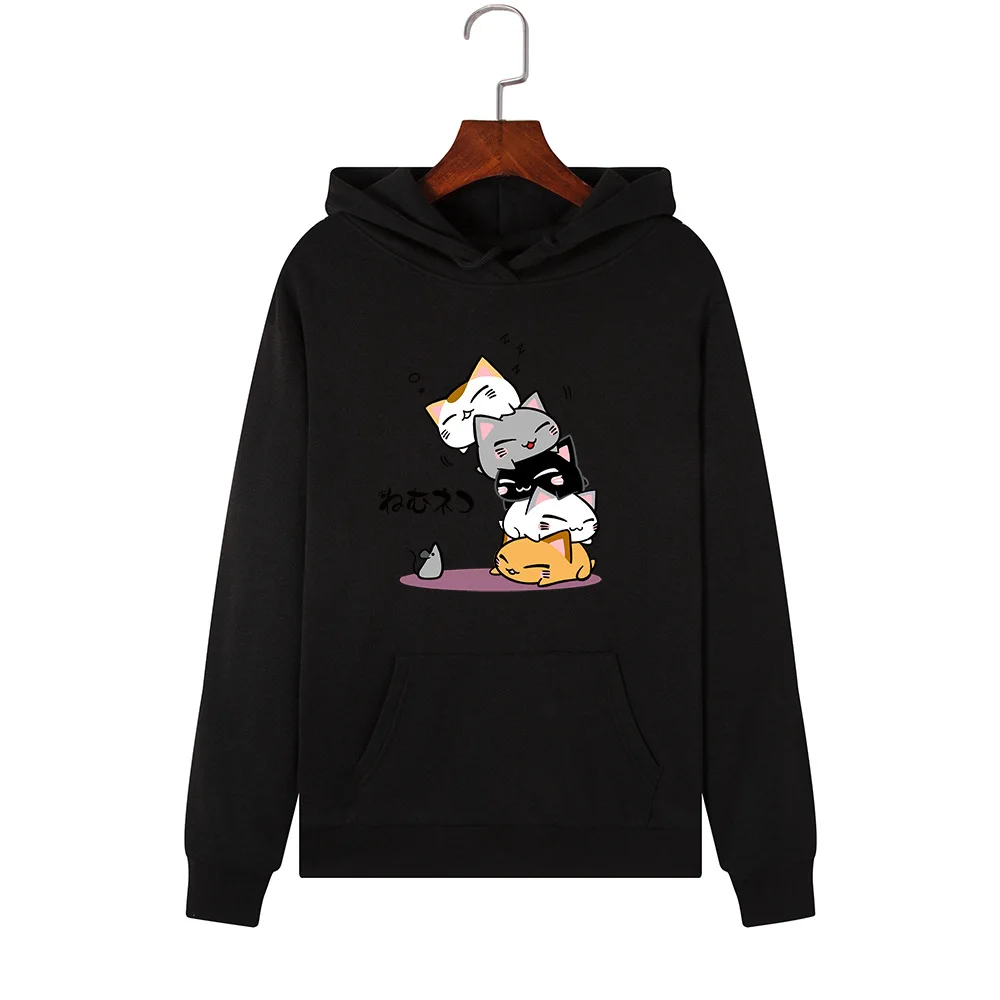  Women Hoodies Pullover Kawaii Cat Hoodies Plus Size Autumn Hooded Sweatshirt Warm Fashion Streetwea