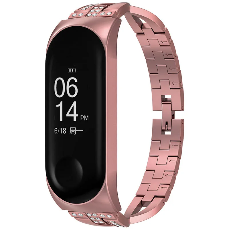 Для Xiaomi mi Band 3 4, ремешок для часов, металлические стразы, женский браслет, сменный ремешок для mi band 3 4, браслет