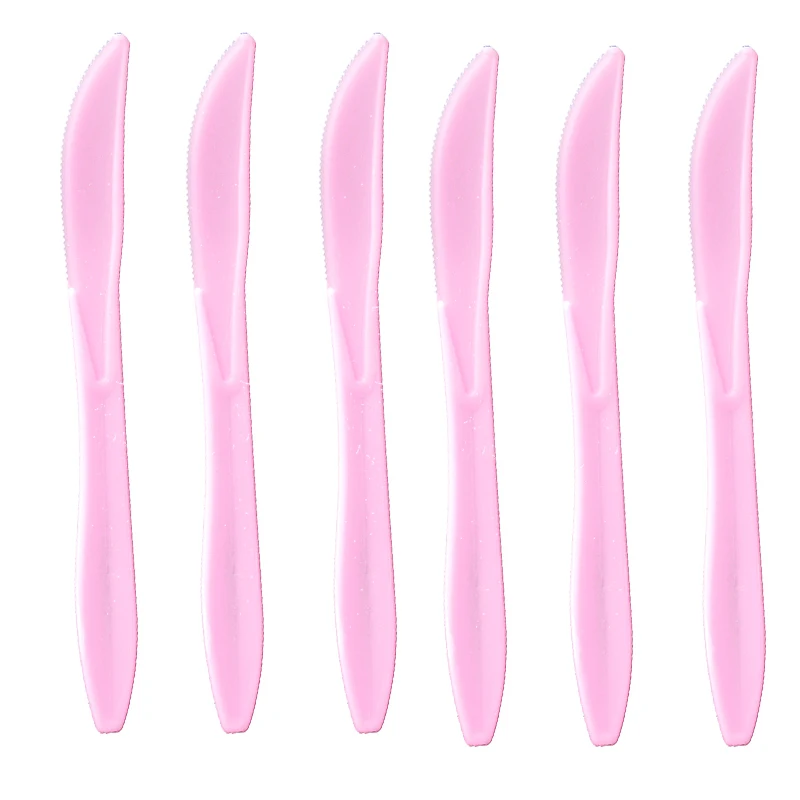 10pcs knives Вечерние одноразовые тарелки для девочек на день рождения, в розовую тематику, салфетки для стаканчиков, баннеры - Цвет: 10pcs knives