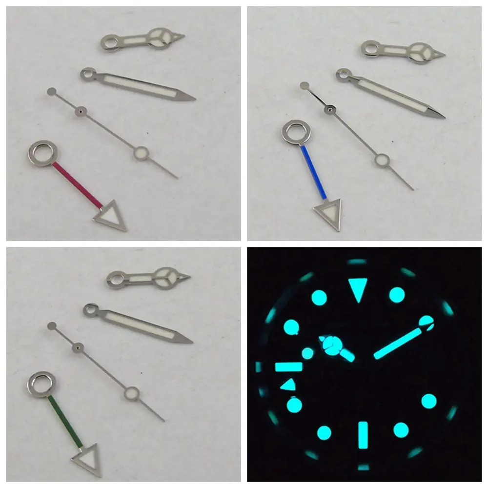 Silver Color Luminous Watch Hands Parts Gmt Hands Fit Dg3804 Automatic Movement Watch Hands