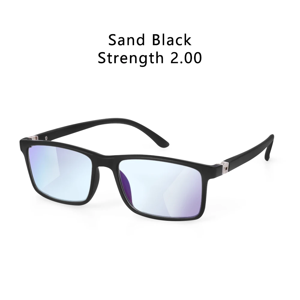 Sand Black 2.00 Синий светильник, блокирующие очки, компьютерные очки, прогрессивные многофокальные очки для чтения, очки для дальнозоркости+ 1,0~ 4,0 - Цвет оправы: Sand Black 2.00