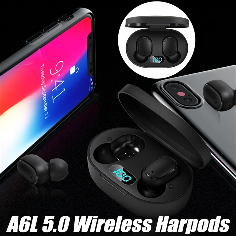 Acespower HD Call Wireless Earphone Heavy Bass Stereo Earbuds BT 5.0 TWS Earpiece for All Bluetooth Devices Safe Car Driving A6L