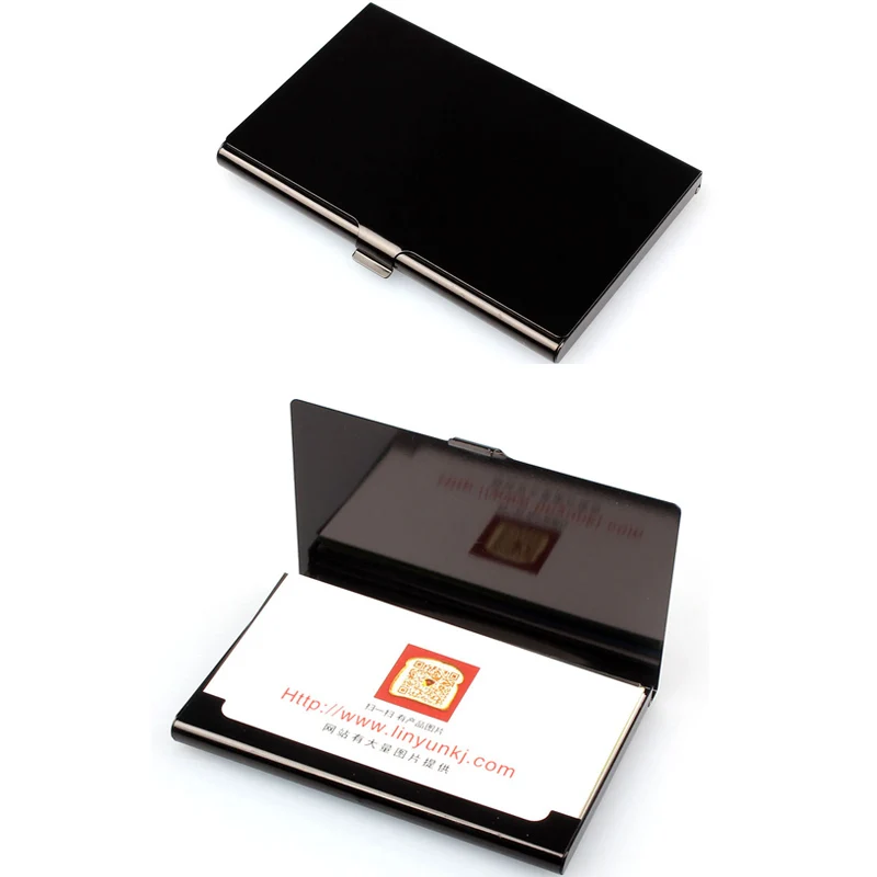 Креативный чехол для визиток из нержавеющей стали, алюминиевый держатель, металлическая коробка, чехол для кредитных мужчин, бизнес-держатель для карт, металлический кошелек# L20 - Цвет: Черный