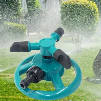 

3 Nozzles Arm Automatic Irrigation 360° Rotating Lawn Sprinkler Adjustable Spraying Angle and Distance Watering Garden