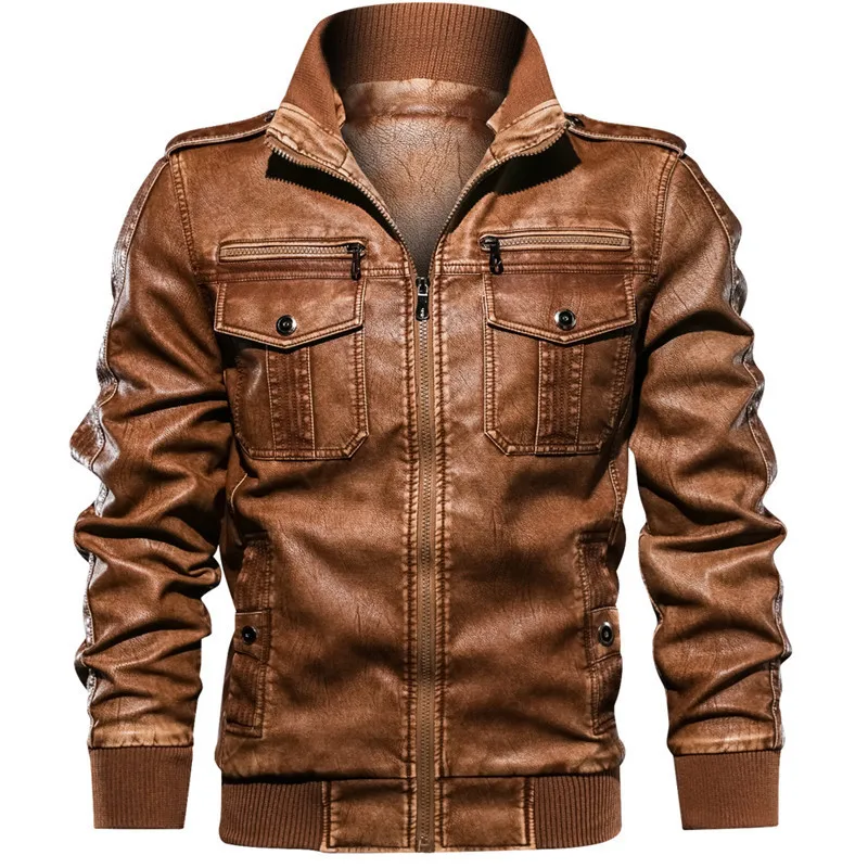 New Men's Military Jacket Casual Army Fitness Fur Coat Bomber Anti-Leather European Size leather jacket Dropshipping | Мужская