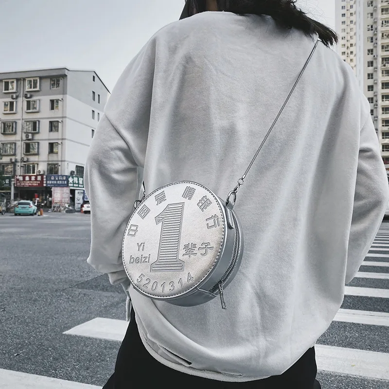 

Autumn And Winter Personalized & Creative Small Bag Women's 2019 New Style INS Super Fire Coins Small round Bag GIRL'S Chain Sho