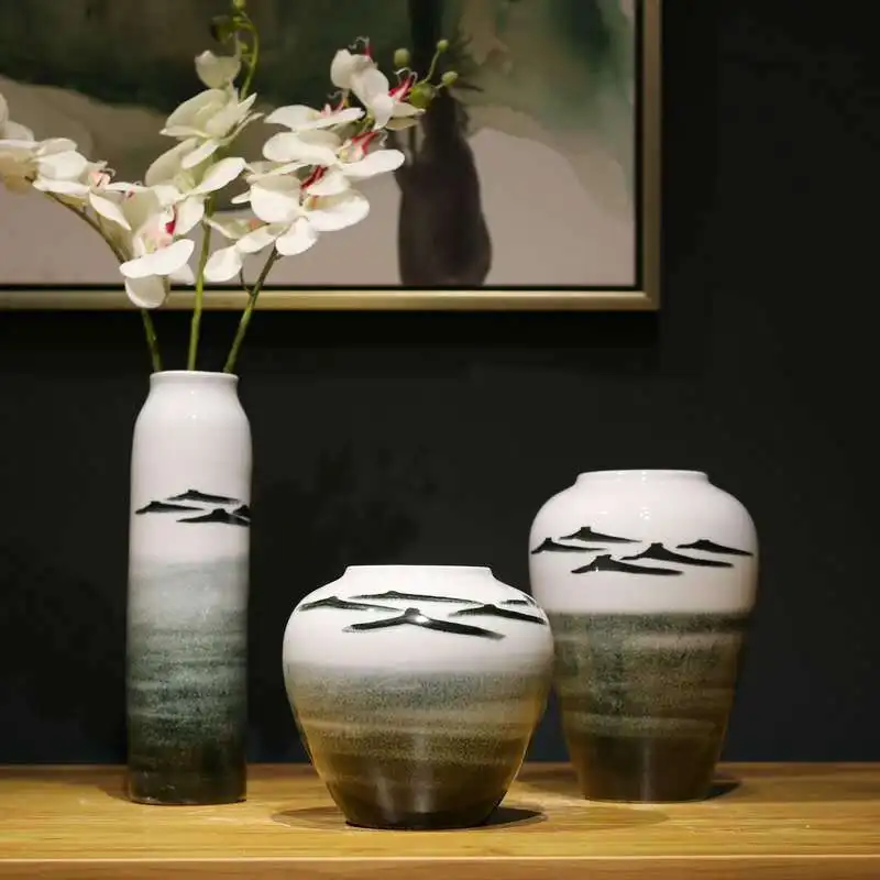 

Zen Chinese Hand-painted Ceramic Vase Decoration Creative Flower Living Room Table Home Decorations Vase Decoration Home