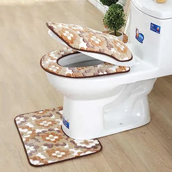 

Three-Piece Closestool Toilet Seat Cover Thick Reusable Toilet Case Warm WC Cover Bathroom U Shape Floor Mats Winter Bath Pads