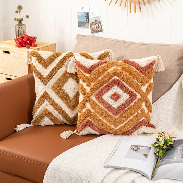 New Boho Tufted Cushion Cover Morocco Geometric Pillow Case Plush Decorative 45*45cm/30*50cm Pillow Cover Sofa Bed Home Decor 2