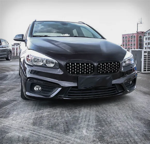 Griglia Anteriore Doppia Lamella Per BMW Serie 2 F45/F46 (2014-2018) - Nero Lucido, In ABS, Sostituzione Diretta