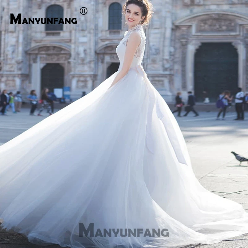 Suknia Slubna Boho пуговицы белое свадебное платье пояса Hochzeit бальное платье с бантом свадебные платья для женщин