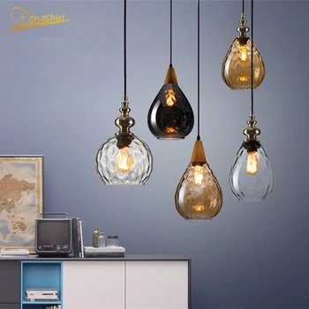 

Vintage Glass Led Pendant Lights Modern Loft Pendant Lamp Cafe Droplight Decor Hanging Lamp Colgante Retro Kitchen Hanging Lamps